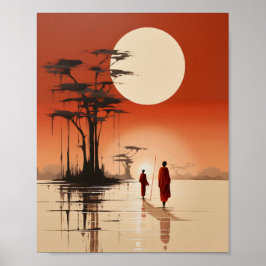 Afrikaanse meisjes illustratie minimalistische Afr Poster