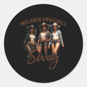 Afrikaanse Melanin Cowgirl Swag Black Geschiedenis Ronde Sticker