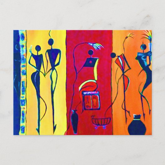 Afrikaanse mensen maken kunst in hun levensfasen briefkaart (Voorkant)