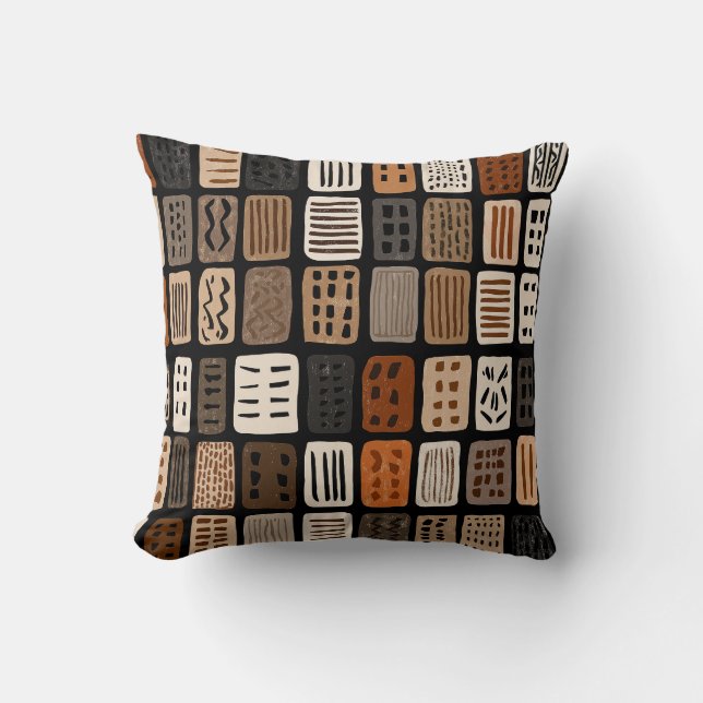 Afrikaanse modderdoek textielontwerpen in een rast kussen (Voorkant)