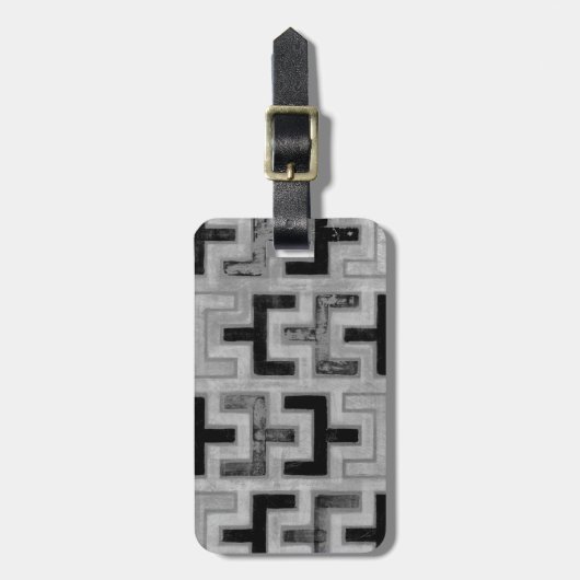 Afrikaanse modedoek met geometrische patronen bagagelabel (Voorkant verticaal)