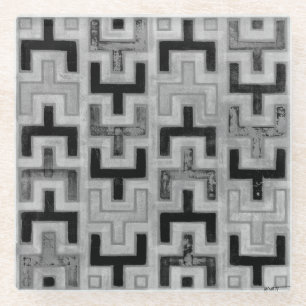 Afrikaanse modedoek met geometrische patronen glazen onderzetter