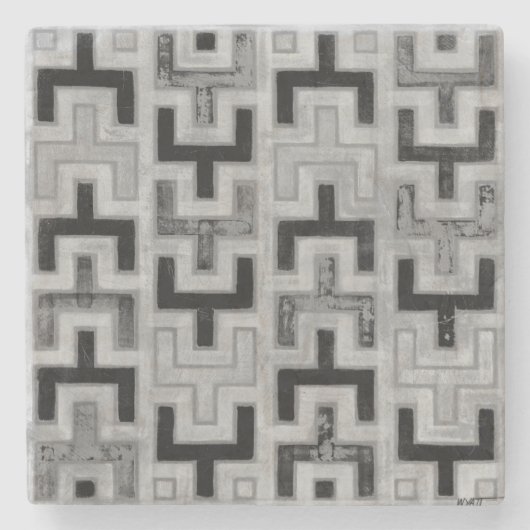 Afrikaanse modedoek met geometrische patronen stenen onderzetter (Voorkant)