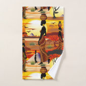 Afrikaanse mooie vrouw silhouet op Afrikaanse zonn Bad Handdoek (Handdoek)