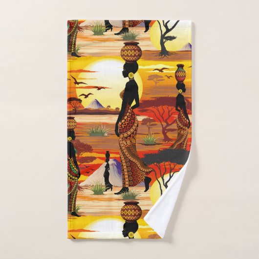 Afrikaanse mooie vrouw silhouet op Afrikaanse zonn Bad Handdoek (Handdoek)