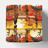 Afrikaanse mooie vrouw silhouet op Afrikaanse zonn Bedankdoosjes (Bovenkant)