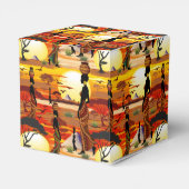 Afrikaanse mooie vrouw silhouet op Afrikaanse zonn Bedankdoosjes (Achterkant)