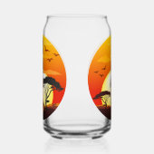 Afrikaanse mooie vrouw silhouet op Afrikaanse zonn Blikvorm Glas (Rechts)