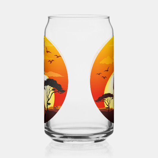 Afrikaanse mooie vrouw silhouet op Afrikaanse zonn Blikvorm Glas (Rechts)