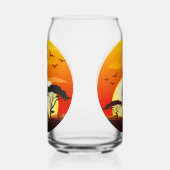 Afrikaanse mooie vrouw silhouet op Afrikaanse zonn Blikvorm Glas (Links)