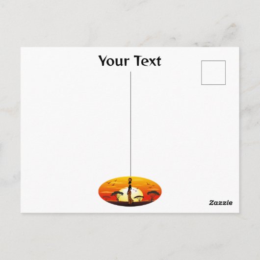 Afrikaanse mooie vrouw silhouet op Afrikaanse zonn Briefkaart (Achterkant)