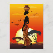 Afrikaanse mooie vrouw silhouet op Afrikaanse zonn Briefkaart (Voorkant)