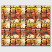 Afrikaanse mooie vrouw silhouet op Afrikaanse zonn Cadeaupapier (Vlak)