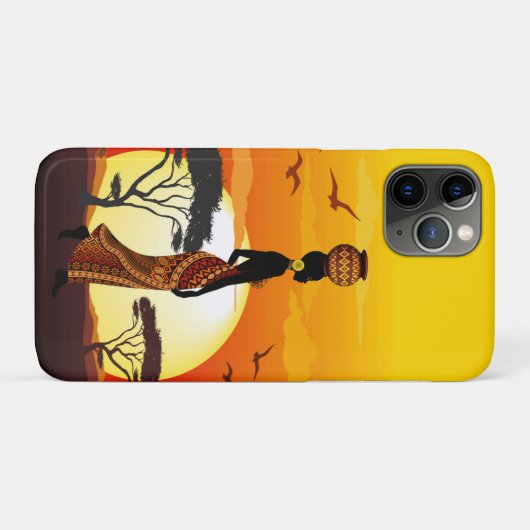 Afrikaanse mooie vrouw silhouet op Afrikaanse zonn Case-Mate iPhone Case (Achterkant (horizontaal))