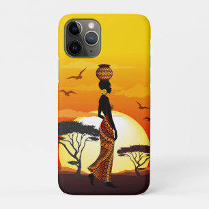 Afrikaanse mooie vrouw silhouet op Afrikaanse zonn Case-Mate iPhone Case