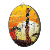 Afrikaanse mooie vrouw silhouet op Afrikaanse zonn Dartbord (Voorkant Rechts)