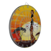 Afrikaanse mooie vrouw silhouet op Afrikaanse zonn Dartbord (Voorkant Links)