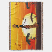 Afrikaanse mooie vrouw silhouet op Afrikaanse zonn Deken (Voorkant Verticaal)