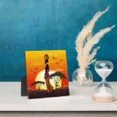 Afrikaanse mooie vrouw silhouet op Afrikaanse zonn Fotoplaat (Insitu)