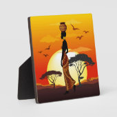Afrikaanse mooie vrouw silhouet op Afrikaanse zonn Fotoplaat (Voorkant)