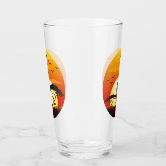 Afrikaanse mooie vrouw silhouet op Afrikaanse zonn Glas (Rechts)