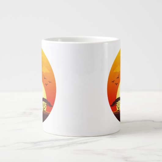 Afrikaanse mooie vrouw silhouet op Afrikaanse zonn Grote Koffiekop (Voorkant)