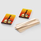 Afrikaanse mooie vrouw silhouet op Afrikaanse zonn Handwaaier (Niet-gemonteerd)