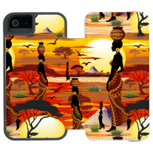 Afrikaanse mooie vrouw silhouet op Afrikaanse zonn
