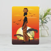 Afrikaanse mooie vrouw silhouet op Afrikaanse zonn Kaart (Staand voorkant)