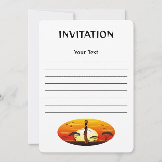 Afrikaanse mooie vrouw silhouet op Afrikaanse zonn Kaart (Achterkant)