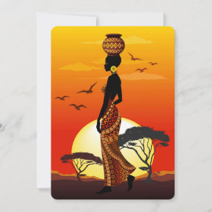 Afrikaanse mooie vrouw silhouet op Afrikaanse zonn Kaart
