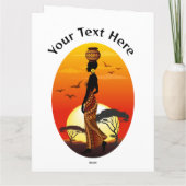 Afrikaanse mooie vrouw silhouet op Afrikaanse zonn Kaart (Achterkant)