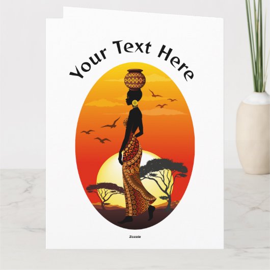 Afrikaanse mooie vrouw silhouet op Afrikaanse zonn Kaart (Achterkant)