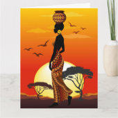 Afrikaanse mooie vrouw silhouet op Afrikaanse zonn Kaart (Voorkant)