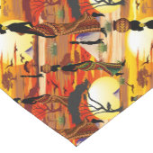 Afrikaanse mooie vrouw silhouet op Afrikaanse zonn Korte Tafelloper (Hoek)