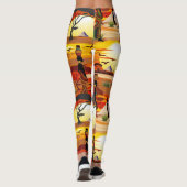 Afrikaanse mooie vrouw silhouet op Afrikaanse zonn Leggings (Achterkant)