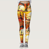 Afrikaanse mooie vrouw silhouet op Afrikaanse zonn Leggings (Voorkant)