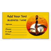 Afrikaanse mooie vrouw silhouet op Afrikaanse zonn Magnetisch Visitekaartje (Voorkant)