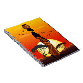 Afrikaanse mooie vrouw silhouet op Afrikaanse zonn Notitieboek (Rechterzijde)