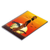 Afrikaanse mooie vrouw silhouet op Afrikaanse zonn Notitieboek (Linkerzijde)