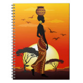 Afrikaanse mooie vrouw silhouet op Afrikaanse zonn Notitieboek (Voorkant)