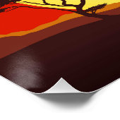 Afrikaanse mooie vrouw silhouet op Afrikaanse zonn Perfect Poster (Hoek)