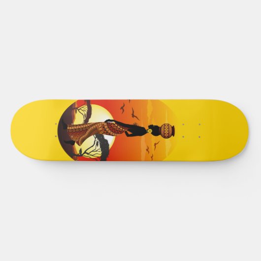 Afrikaanse mooie vrouw silhouet op Afrikaanse zonn Persoonlijk Skateboard (Horizontaal)