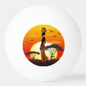 Afrikaanse mooie vrouw silhouet op Afrikaanse zonn Pingpongbal (Voorkant)