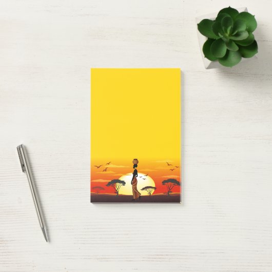 Afrikaanse mooie vrouw silhouet op Afrikaanse zonn Post-it® Notes (Kantoor)