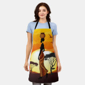 Afrikaanse mooie vrouw silhouet op Afrikaanse zonn Schort (Gedragen)