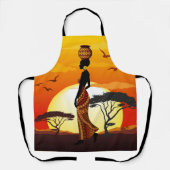 Afrikaanse mooie vrouw silhouet op Afrikaanse zonn Schort (Voorkant)