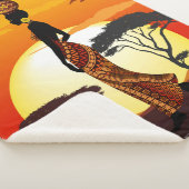 Afrikaanse mooie vrouw silhouet op Afrikaanse zonn Sherpa Deken (3/4)