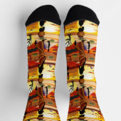 Afrikaanse mooie vrouw silhouet op Afrikaanse zonn Sokken (Top)