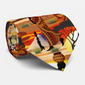 Afrikaanse mooie vrouw silhouet op Afrikaanse zonn Stropdas (Opgerold)